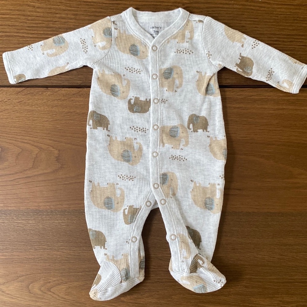 Carters elephant Ribbed Footed Pajamas